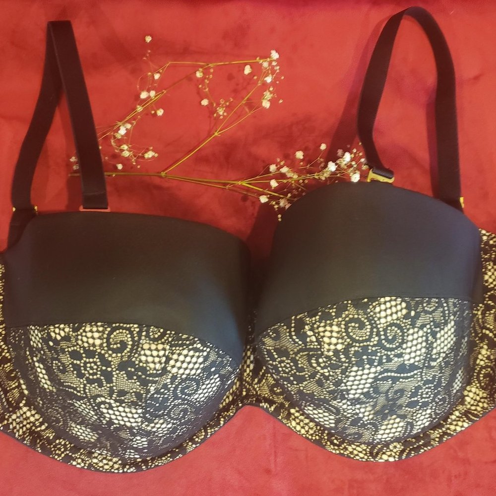 Charnos Superfit Lace Strapless Bra Black/Beige